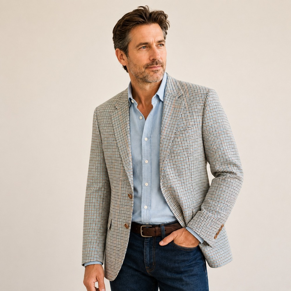 Alfred Dunhill Wool Cashmere Houndstooth Sport Coat Blazer IT 56 US 46 Italy